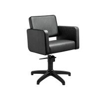 Chaise de coiffure classe E : design ergonomique, classique et élégant, lignes carrées avec accoudoirs et piètement étoile